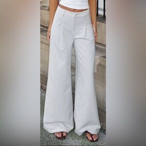 New White Fox Boutique Wide Leg High-Waist Pants in White